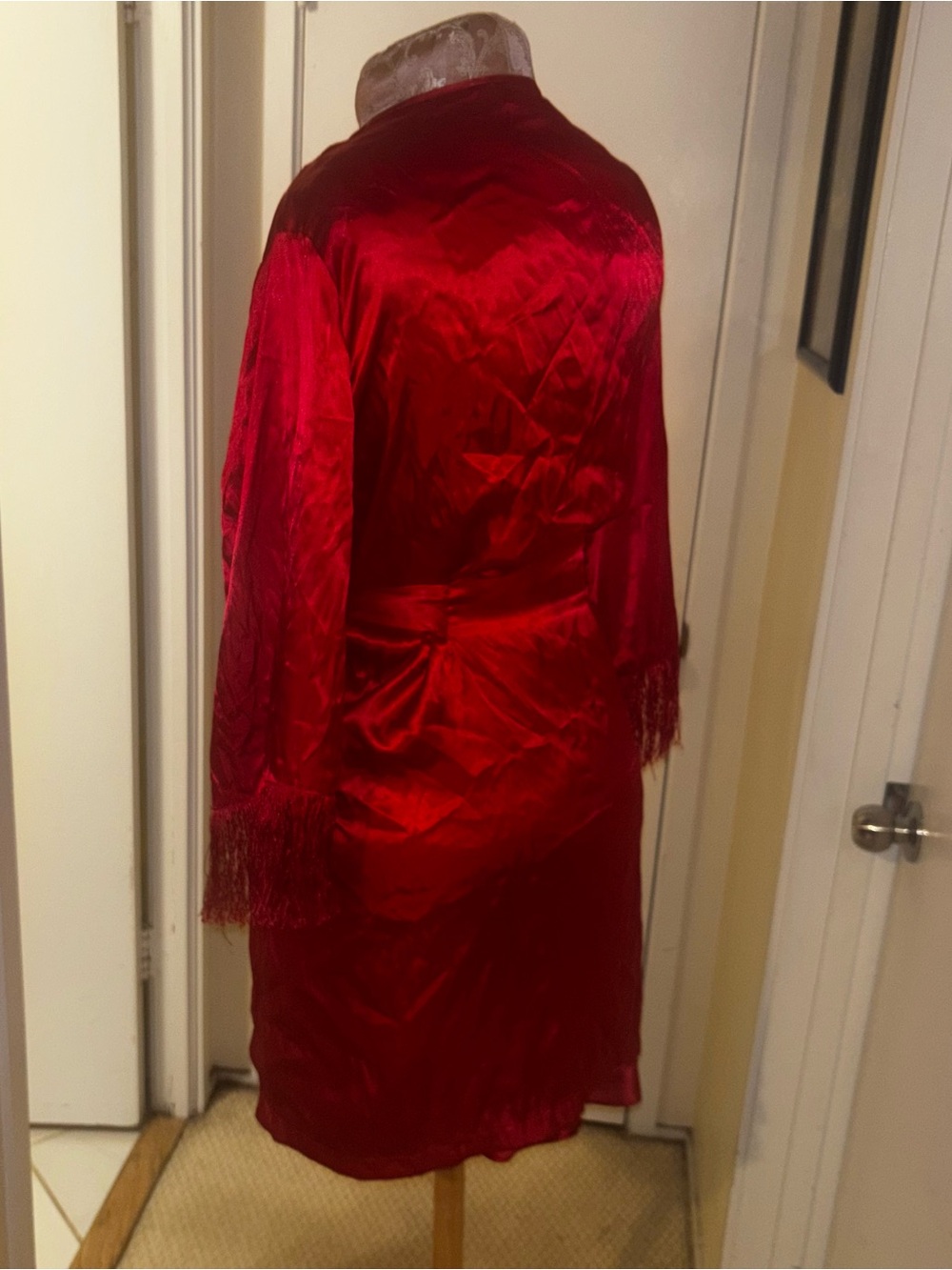 Linea Donatella Red Satin Chemise with Matching Robe - Picture 4 of 12